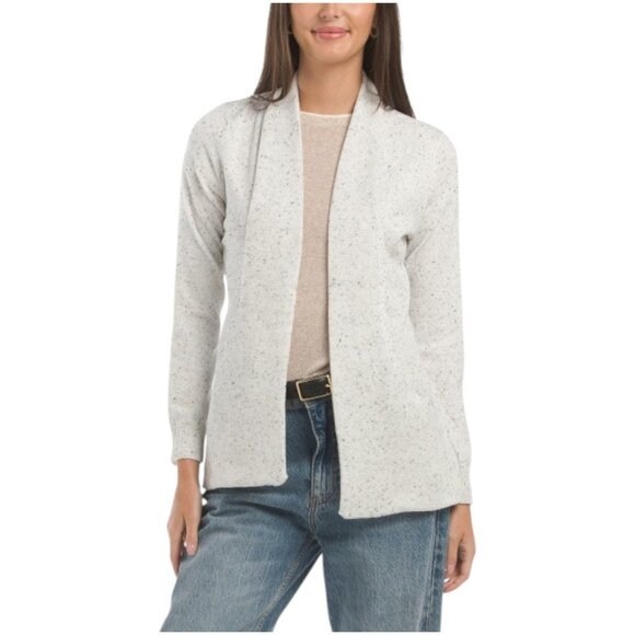 CHLOE & JASMINE Fleck Fine Gauge Open Front Cardigan With Pockets - Picture 1 of 2